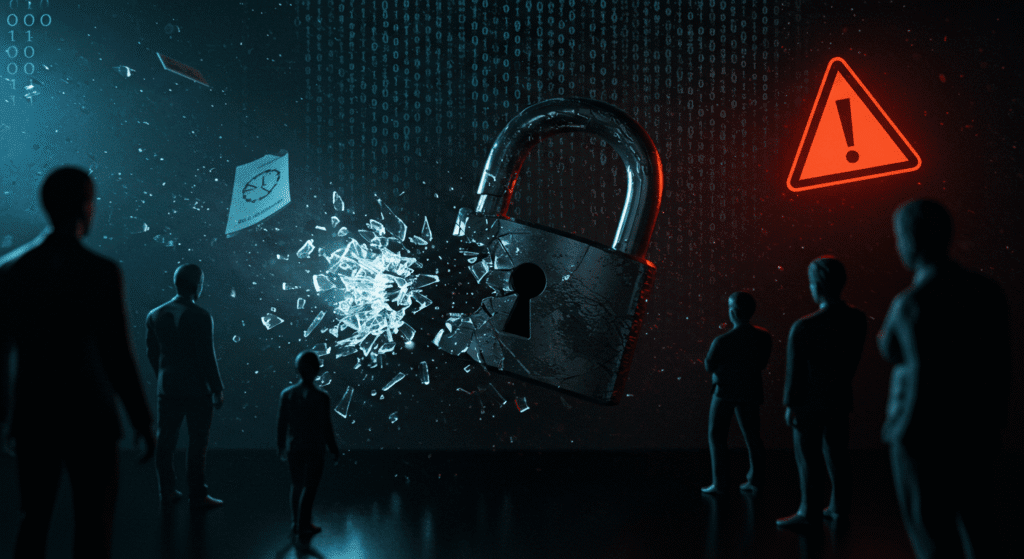 This image illustrates the impact of a recent Social Security data breach, which has put the personal information of 300 million Americans at risk, emphasizing the urgent need for enhanced cybersecurity measures.