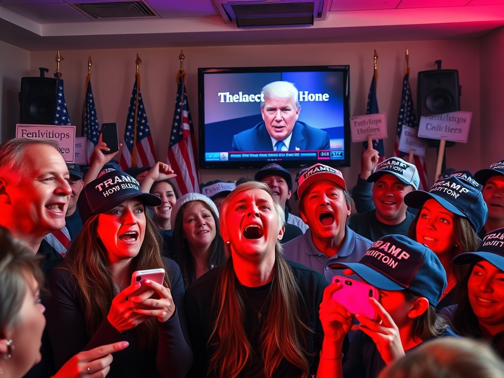 MAGA supporters celebrating John Bolton’s home raid with flags and signs